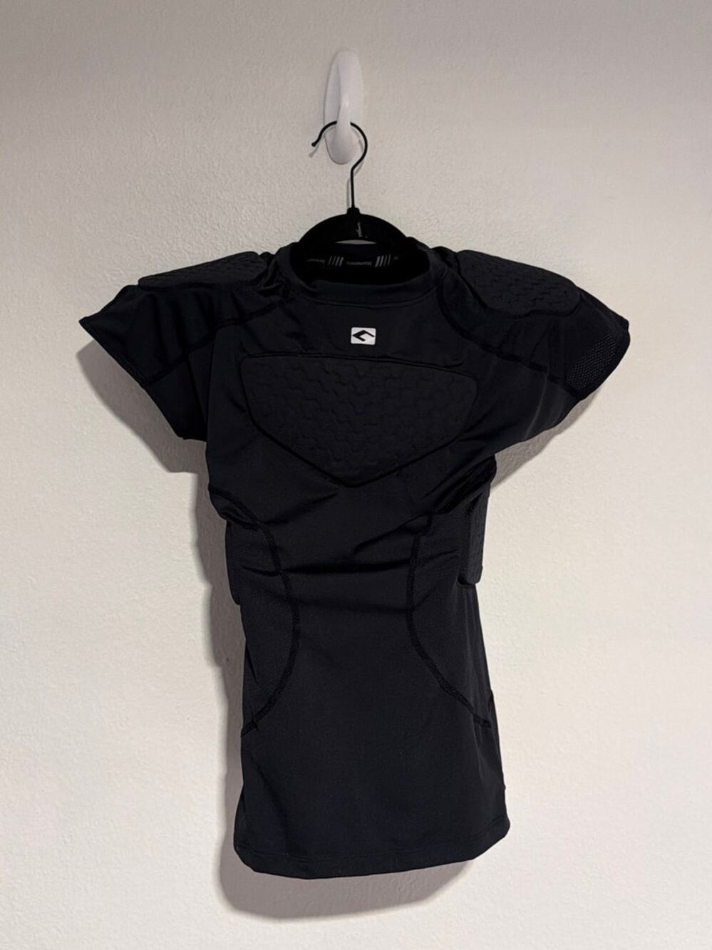 COOLOMG Athletic Protective Padded Black Compression Under Shirt Youth Large